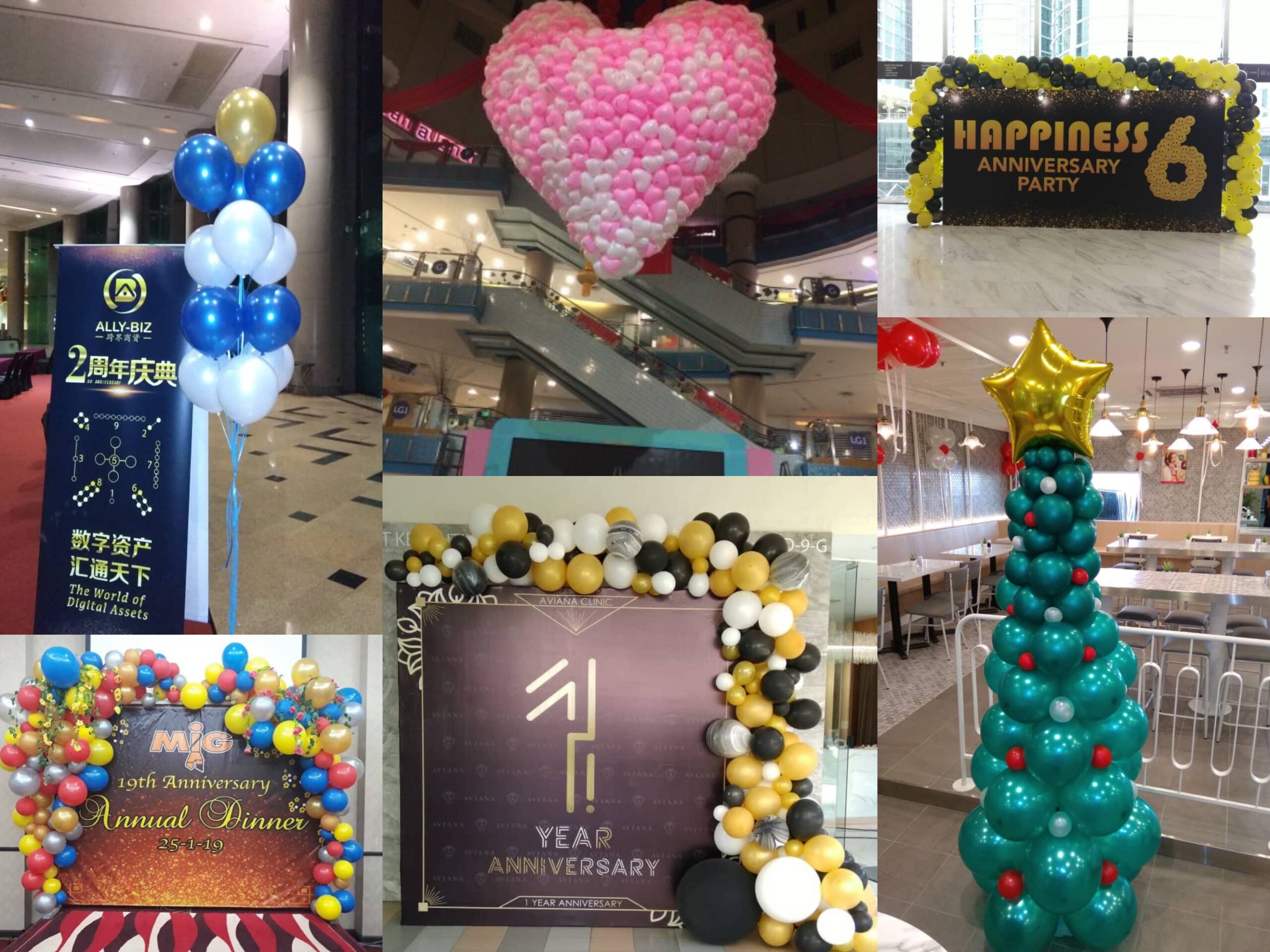 Hiasan latar belakang dan centerpiece belon di Malaysia